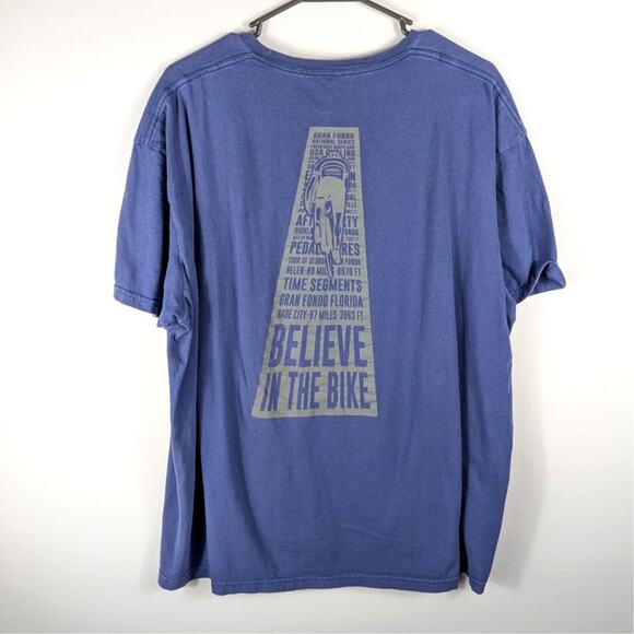 Gran Fondo Believe In The Bike Cycling T Shirt Blue Adult Large Graphic Tee USA - Picture 3 of 4